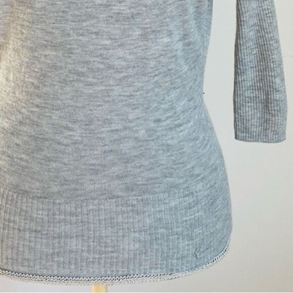 Y2K Guess Heather Gray Knit Top Open Back Shoulder Cashmere Blend XS Balletcore - Picture 5 of 6